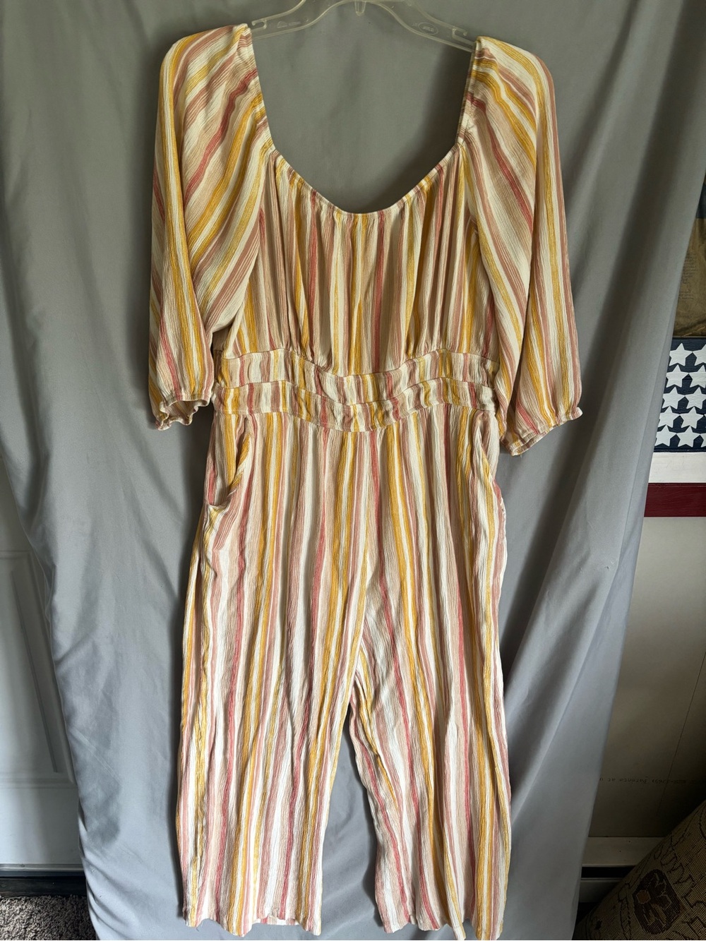 As U Wish Yellow Pink Stripe Jumpsuit